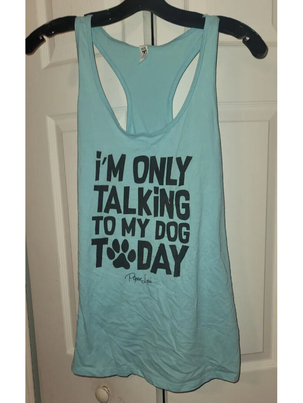 PIPER LOU ''I'M ONLY TALKING TO MY DOG TODAY' BLUE TANK TOP SIZE XXL - Picture 1 of 3